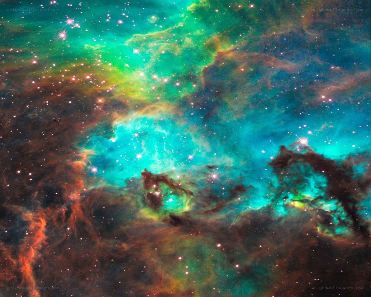 Colorful nebula in space