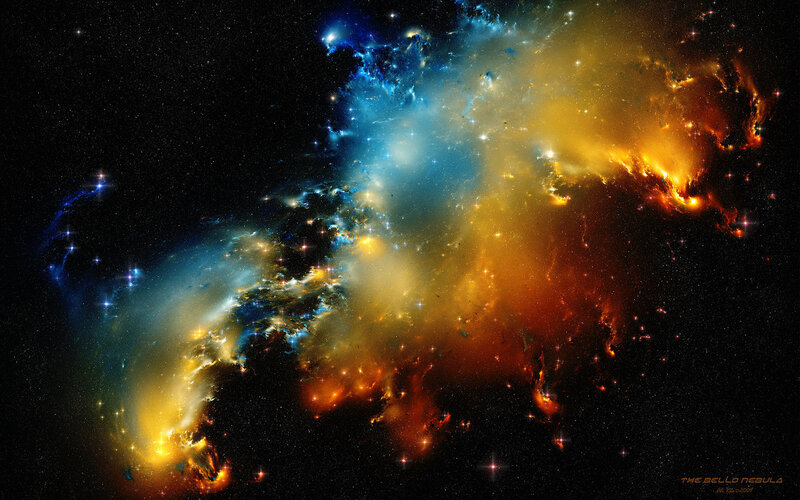 Colorful nebula in space