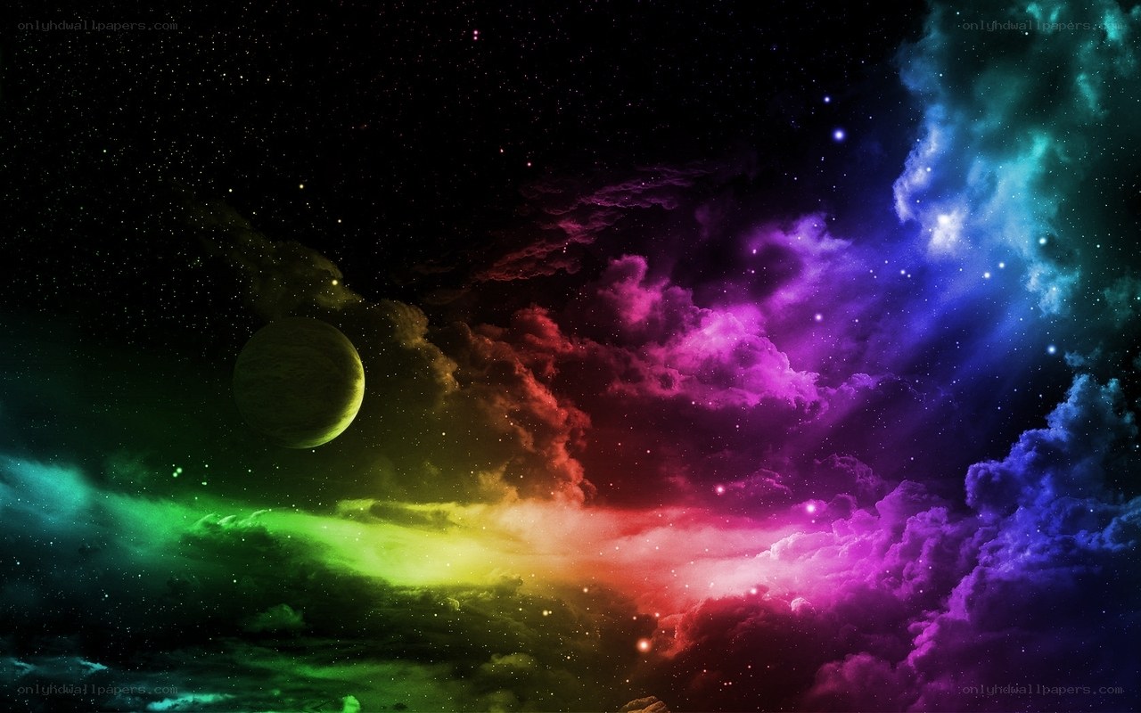 Colorful nebula in space