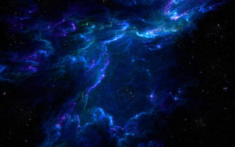 Colorful Nebula in Space — Blue, Cosmic, Night, Digital Art, Stars, Cosmic Dust