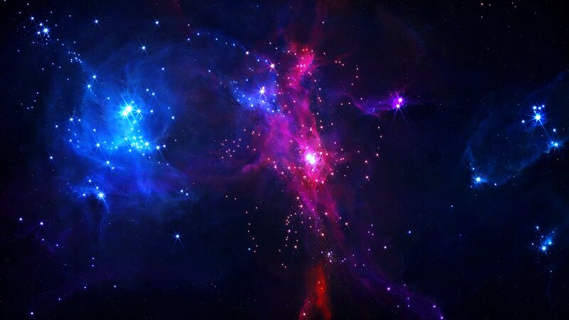 Colorful Nebula in Space — Blue, Cosmic, Night, Digital Art