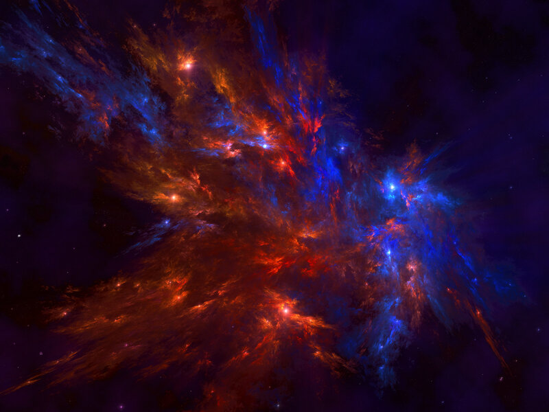 Colorful Nebula in Space — Blue, Dramatic, Digital Art, Stars, Gas Clouds