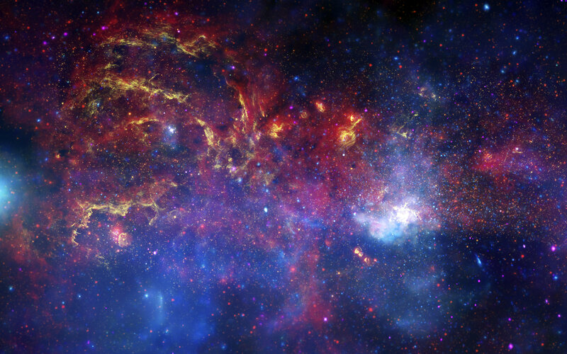 Colorful Nebula in Space — Blue, Dramatic, Digital Art, Stars