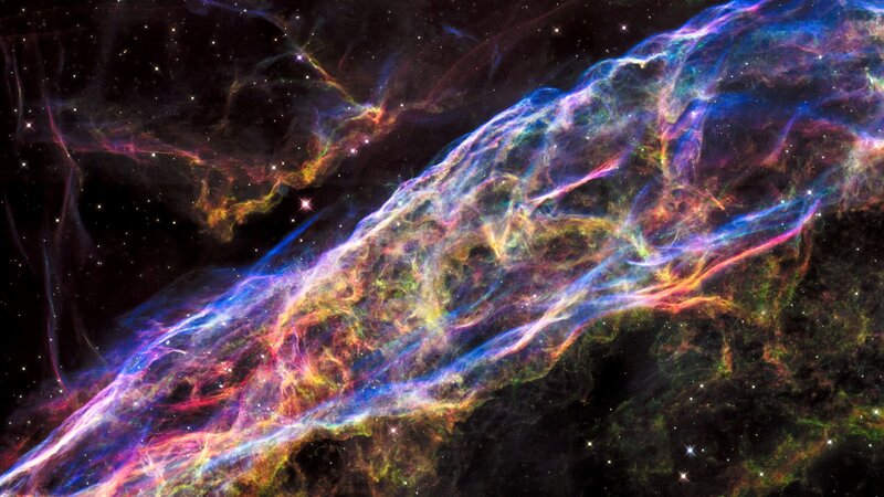 Colorful Nebula in Space — Blue, Dramatic, Night, Photograph, Stars, Gas Clouds