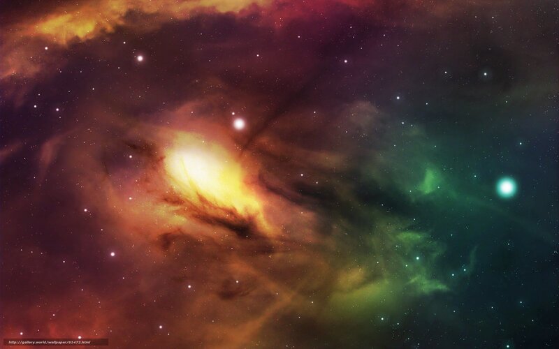 Colorful Nebula in Space — Green, Cosmic, Digital Art