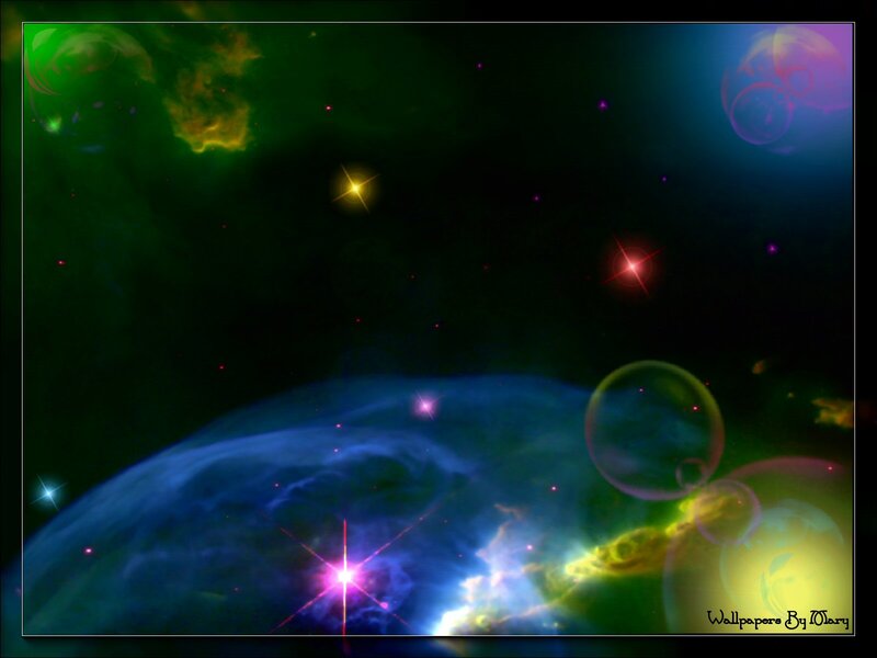 Colorful Nebula in Space — Green, Cosmic