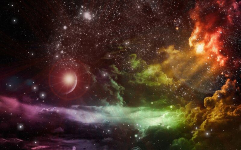 Colorful Nebula in Space — Green, Dramatic, Night
