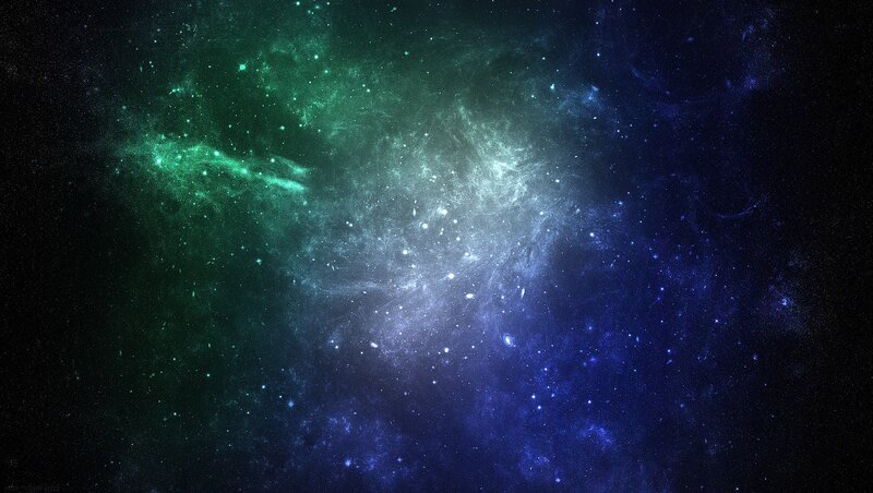Colorful Nebula in Space — Green, Serene