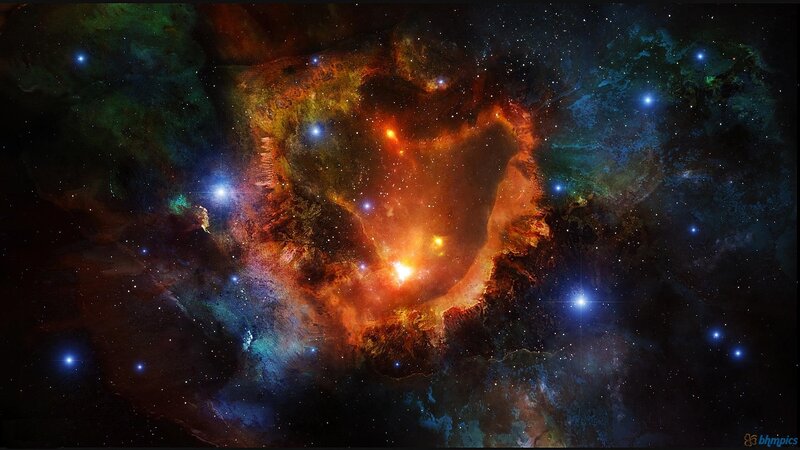 Colorful Nebula in Space — Orange, Cosmic, Night
