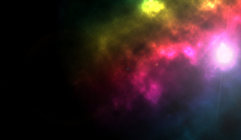 Colorful Nebula in Space — Purple, Cosmic, Digital Art, Stars, Gas Clouds, Light Rays