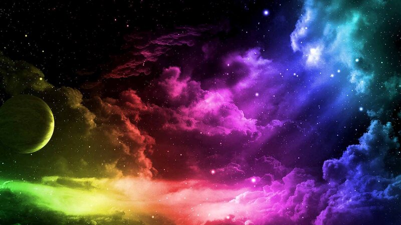 Colorful Nebula in Space — Purple, Cosmic, Night, Digital Art, Planet, Stars, Clouds, Blue