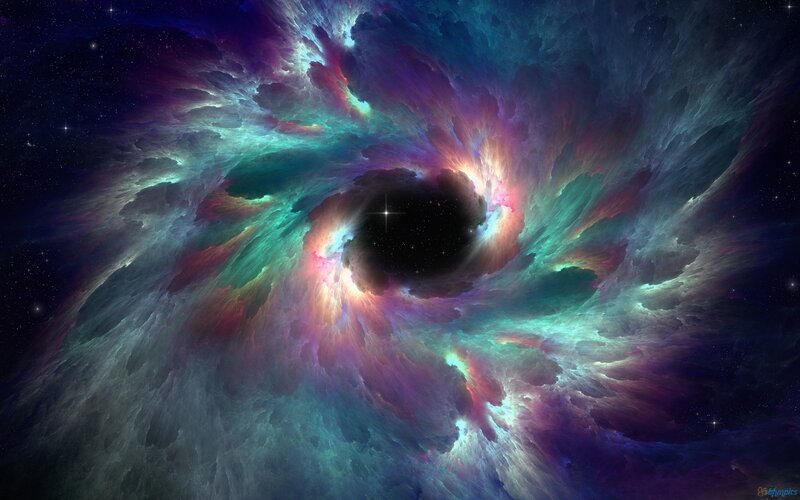 Colorful Nebula in Space — Purple, Cosmic, Night, Digital Art, Stars, Clouds