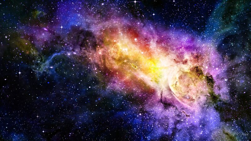 Colorful Nebula in Space — Purple, Dramatic, Night, Digital Art