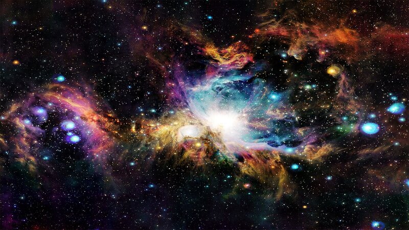 Colorful Nebula in Space — Purple, Dramatic, Night, Photograph, Stars, Gas Clouds