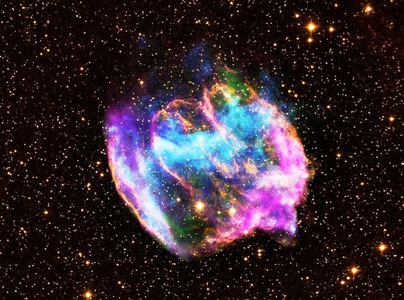 Colorful Nebula in Space — Purple, Dramatic, Night, Photograph, Stars