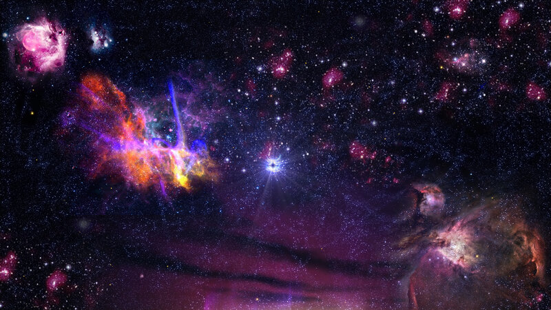 Colorful Nebula in Space — Purple, Dramatic, Night