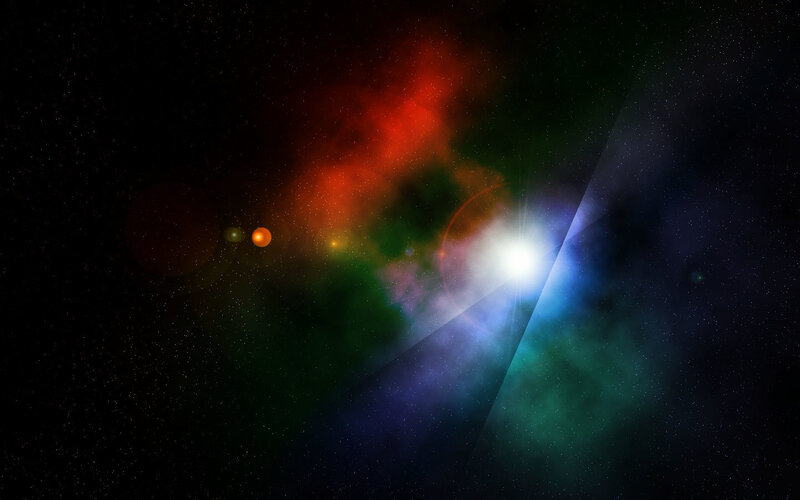Colorful Nebula in Space — Red, Cosmic, Digital Art, Stars, Gas Clouds, Planets