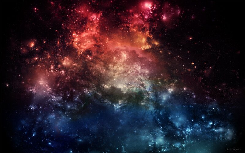 Colorful Nebula in Space — Red, Dramatic, Digital Art, Stars, Gas Clouds