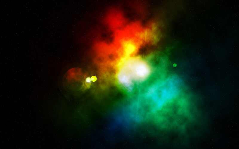 Colorful Nebula in Space — Red, Dramatic, Night, Digital Art, Stars, Gas Clouds, Light Flares