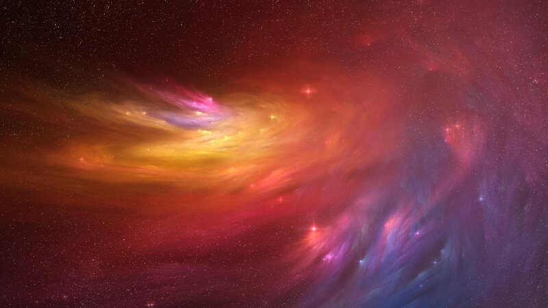 Colorful Nebula in Space — Red, Dramatic, Night, Digital Art, Stars