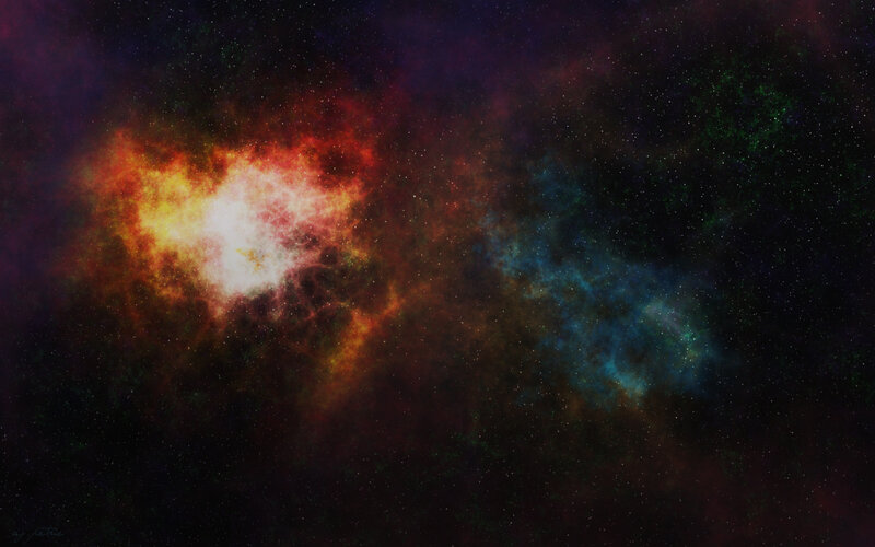 Colorful Nebula in Space — Red