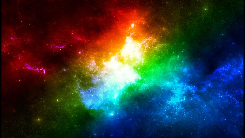 Colorful Nebula in Space — Red, Vibrant, Digital Art