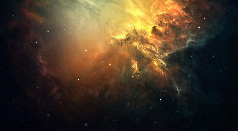 Colorful Nebula in Space — Yellow, Cosmic