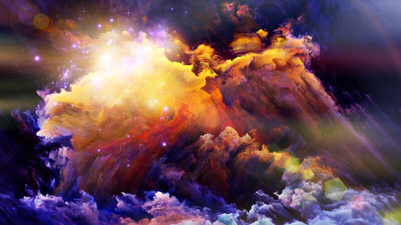 Colorful Nebula in Space — Yellow, Dramatic