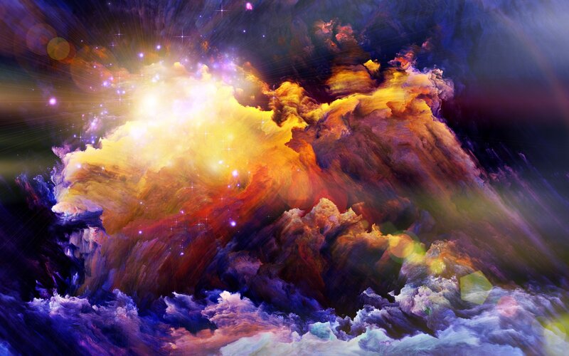 Colorful Nebula in Space — Yellow