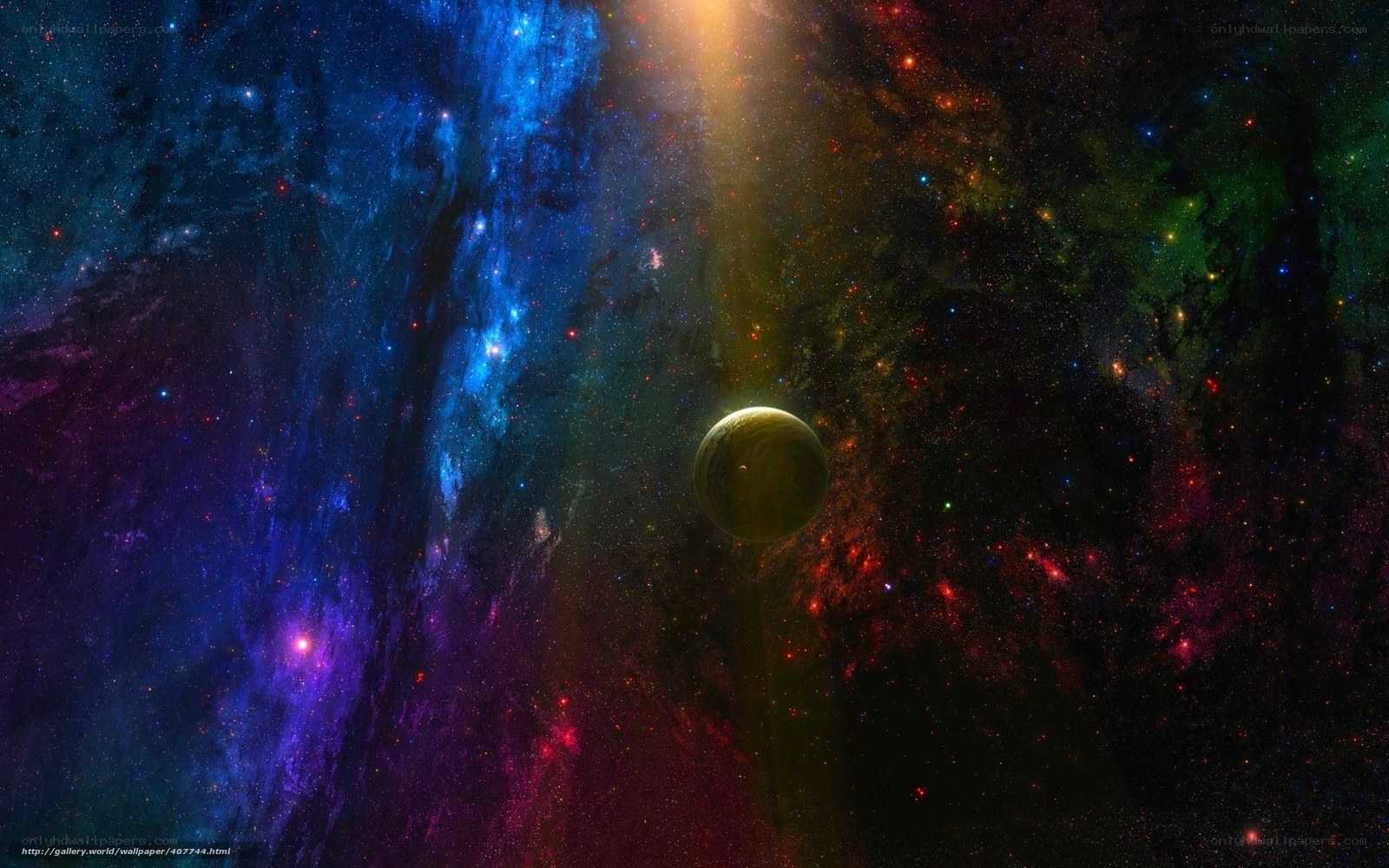 colorful nebula with planet