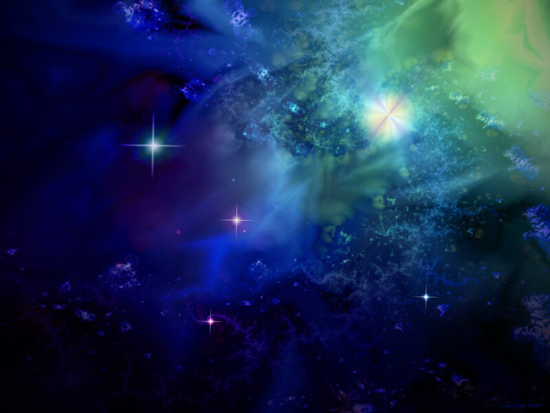 Colorful Nebula with Stars — Blue