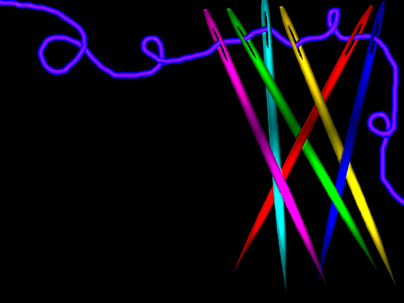 colorful needles and thread