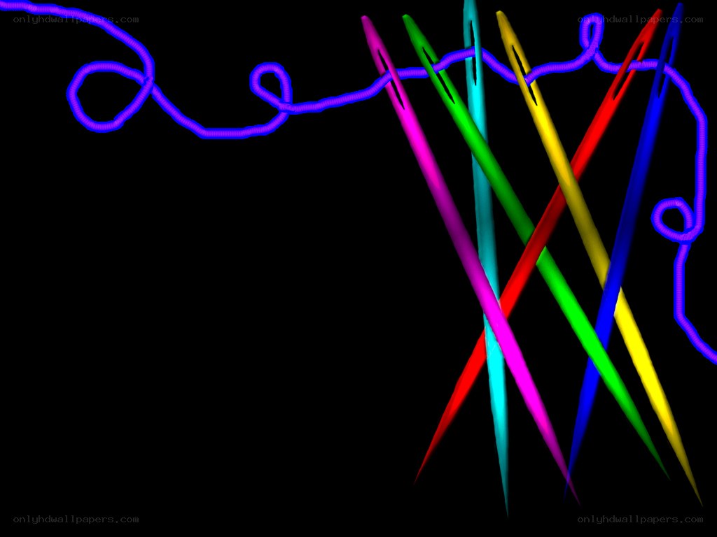 colorful needles and thread