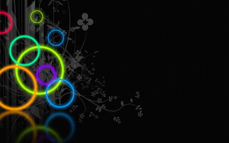 colorful neon circles and floral design
