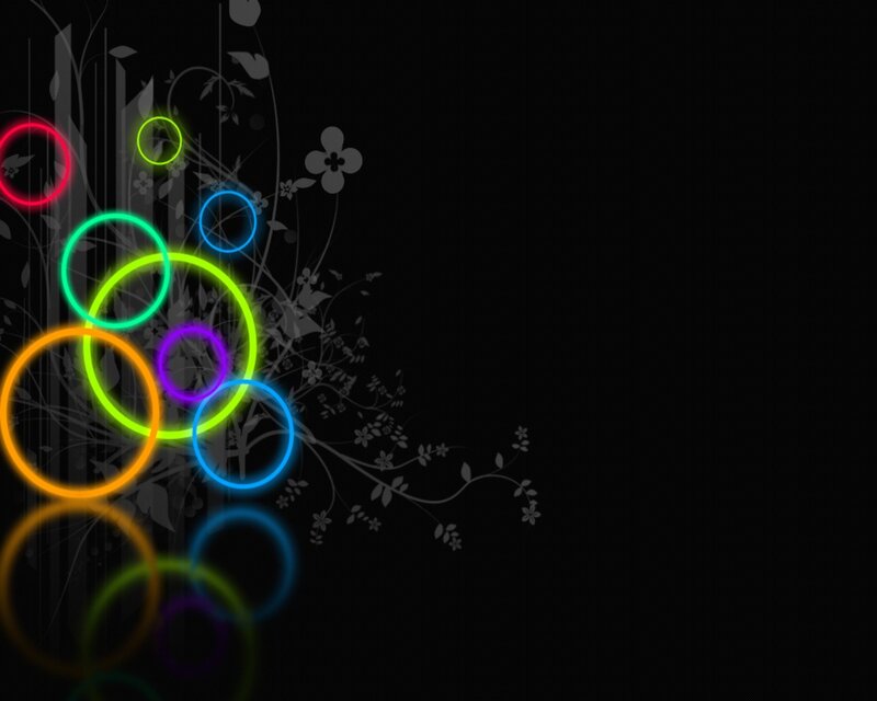 colorful neon circles on black