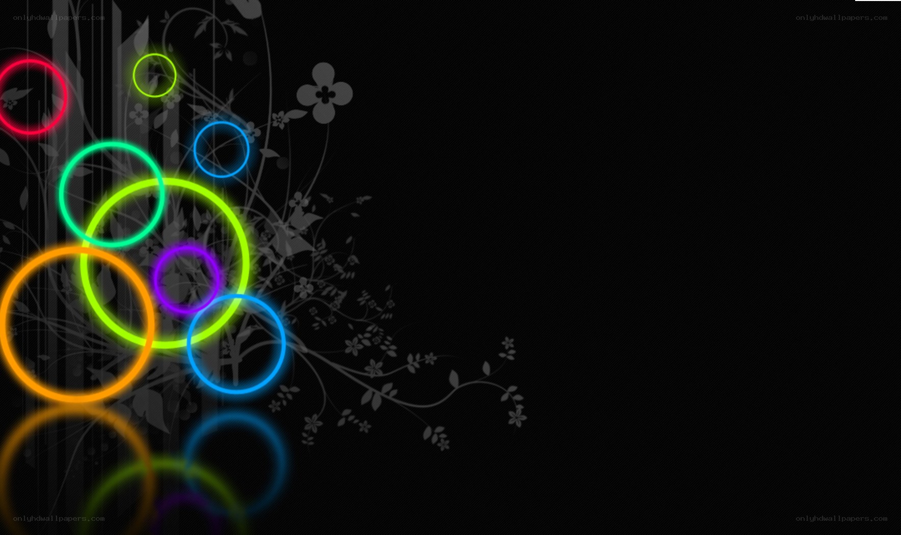 colorful neon circles on black