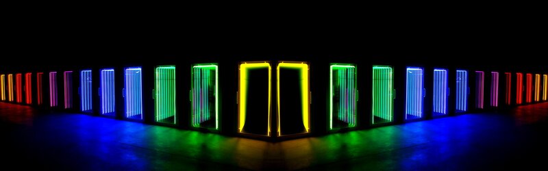 Colorful neon door installation