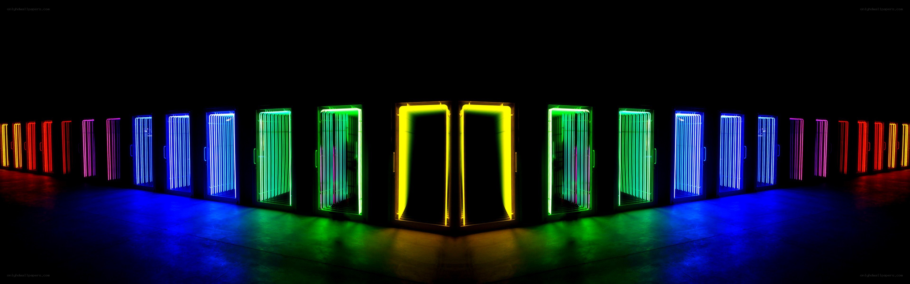 Colorful neon door installation