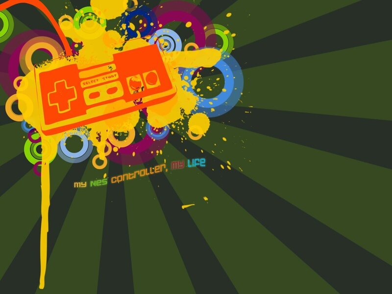 colorful nes controller art