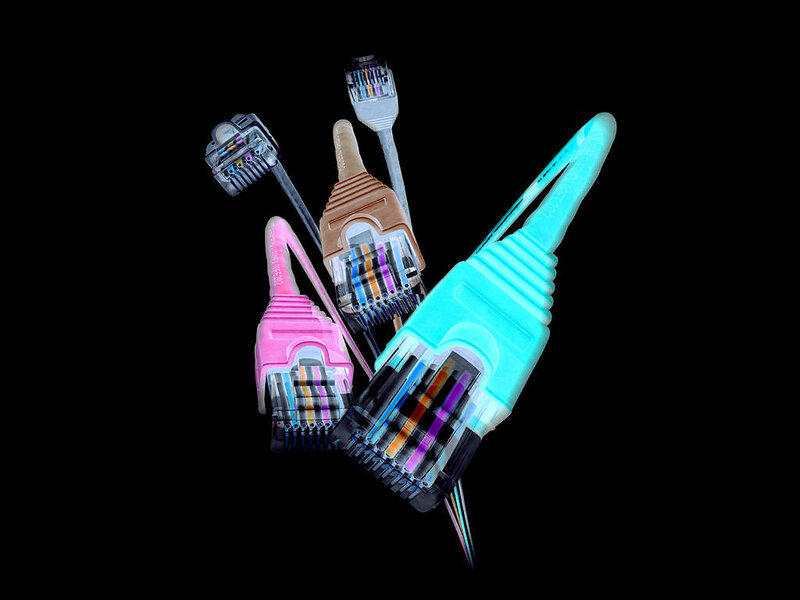 Colorful network cables on black