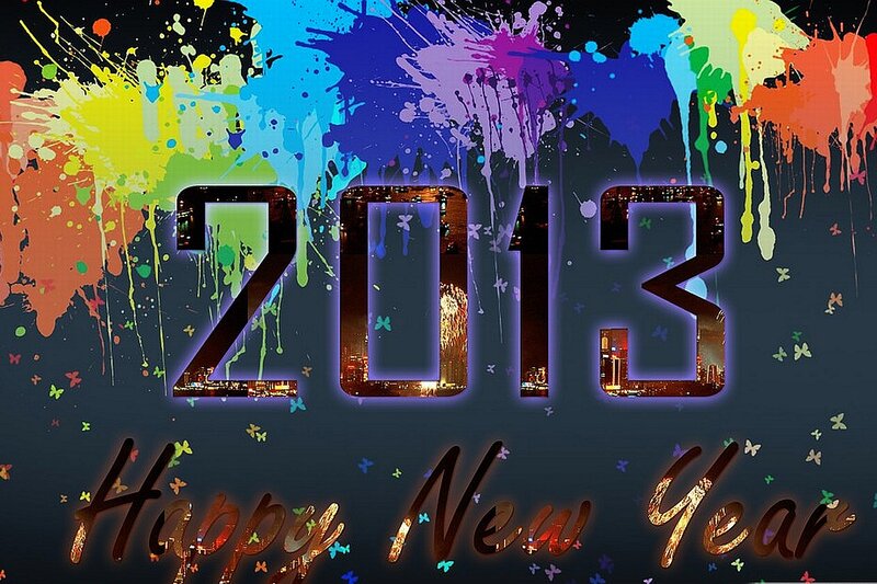 Colorful New Year Graphic — Blue, Festive, Night