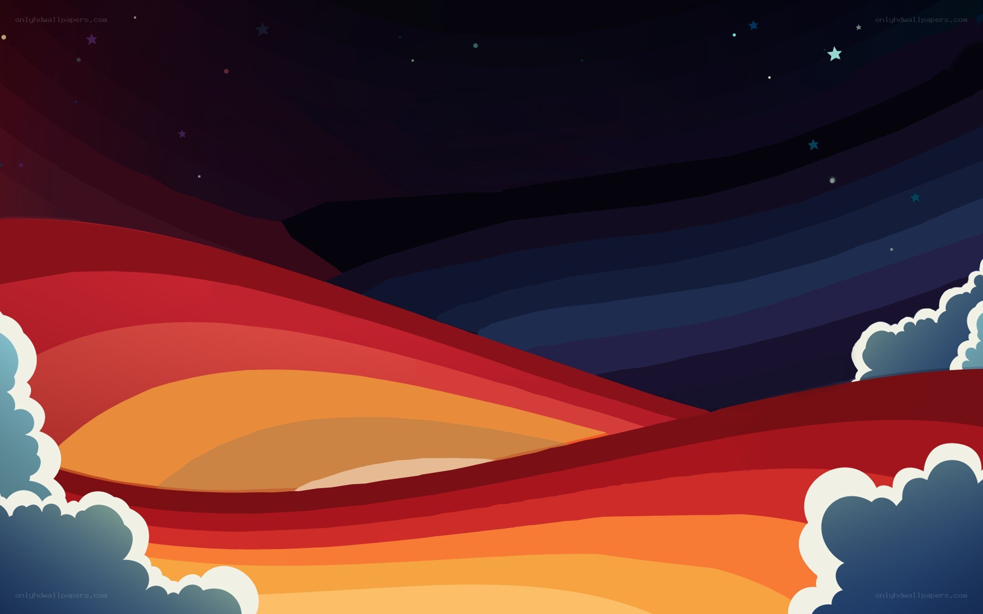 colorful night sky landscape