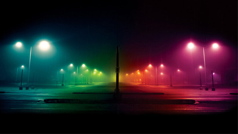 Colorful night street lights