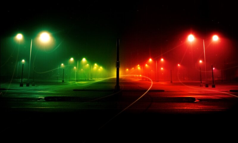 Colorful night street scene