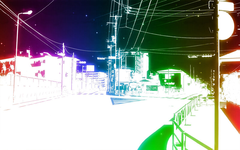 colorful night street scene