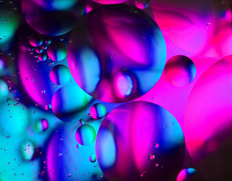 Colorful oil bubbles in water