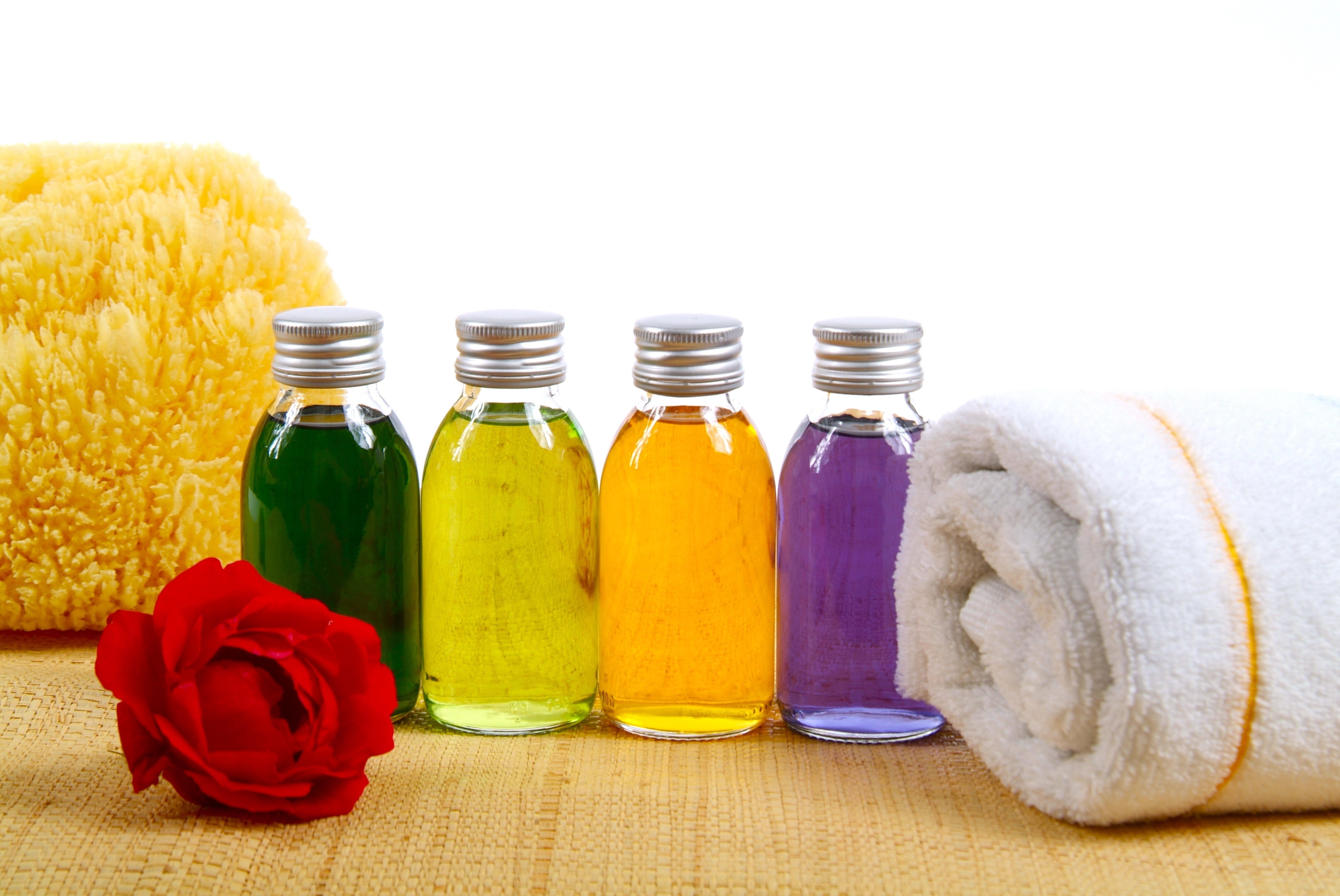 Colorful oils and spa items