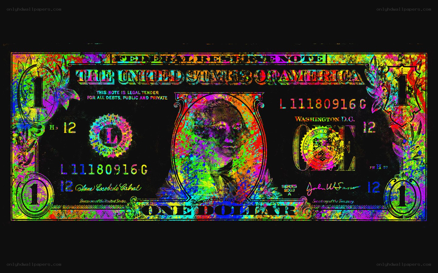 Colorful one-dollar bill