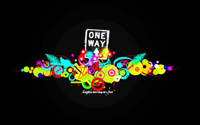 colorful one way sign art