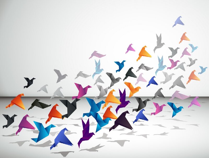 Colorful Origami Birds